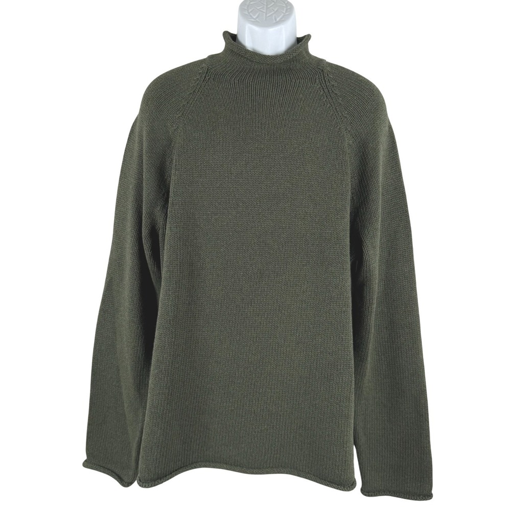 J. Crew 1988 Rollneck Sweater Mens XL Green Cotton Solid NWT FS-1520